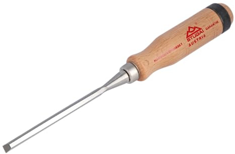 Stubai Stemmeisen/Stechbeitel 6 mm mit Holzheft aus astfreier Rotbuche | Extra lange Klinge aus Werkzeugstahl | Präzise geschliffen, langlebig, robust, Profiqualität