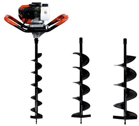 Benzin Erdlochbohrer 3 PS, 52 cm3, inkl. 3 Bohraufsätzen 100/150 / 200 mm