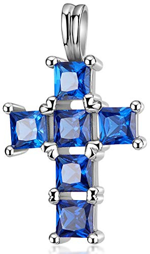MATERIA by Matthias Wagner Kreuz Anhänger Silber 925 blau Zirkonia Kettenanhänger für Damen Mädchen Halskette KA-238