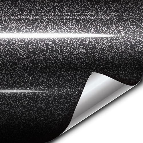 VVIVID XPO Black Metallic Sparkle Gloss Vinyl Car Wrap Film Roll DIY Easy to Install No-Mess (1ft x 5ft)