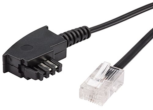 ecabo 10060 0,5m TAE-F Stecker auf RJ45-Stecker Anschlusskabel – Routerkabel – VDSL/DSL – Direktanschluss von DSL-Routern an die Telefondose – Flachkabel für Alle Router und Modems – schwarz