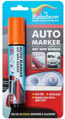 Window Markers for Glass Washable Car Window Paint Pen- Dry Erase Liquid Chalk Marker Car Decorations on All Surfaces, Tire, Windshield - Auto Marker, Autowriter, Rain Resistant (Orange, Jumbo Tip)