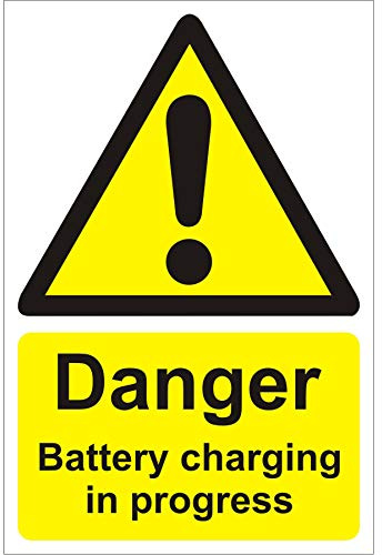 Seco Danger Battery Charging in Progress Sign, 400mm x 600mm - 1mm Semi Rigid Plastic