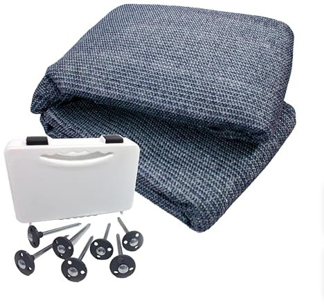 Netagon Breathable Awning Carpet with Pegs Weatherproof Groundsheet Matting for Camping Caravan Motorhome Campervan Tent Gazebo Canopy (Awning Carpet with Ground Pegs, Blue & Grey, 2.5m x 3m)