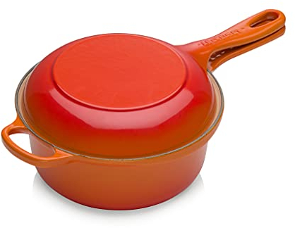 Le Creuset Evolution Sartén de hierro fundido 2 en 1, diámetro 22 cm, 2.3 L, Volcanico, 25044220902460