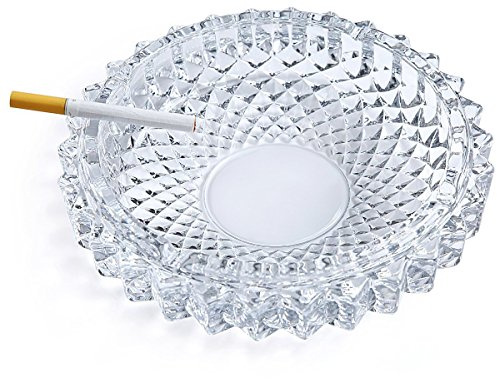 jenifer2015 Crystal Cut Glass Round Ashtray Ash Tray7.67 / Large Ashtray Smoke Collectible Tribal Decoration