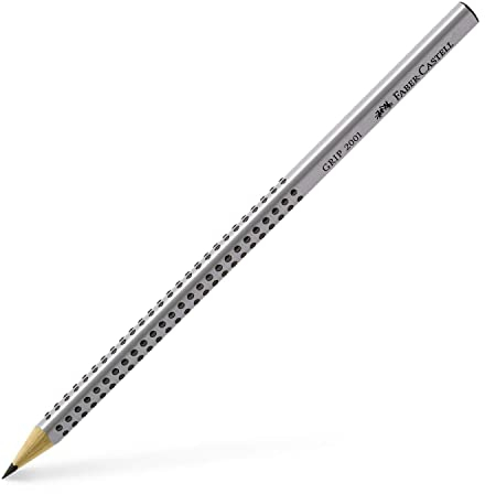 Faber-Castell Grip 2001 Stifte, HB, Barrel Farbe (6 Stück): wählbar, silber