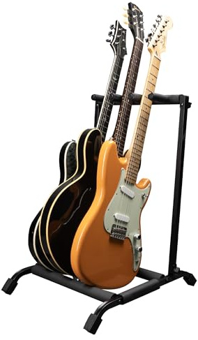 Gator Rok-It Collapsible Folding Guitar Rack Stand for 3 Guitars – Fits Acoustic, Electric, or Bass Guitars – Portable, Durable, Space-Saving Storage (RI-GTR-RACK3)