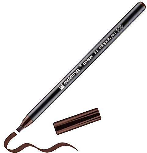 edding 1255 Kalligrafiestift - dunkelbraun - 1 Stift - Kalligrafiespitze 3,5 mm - Fasermaler für Papier, Holz, Terrakotta, Leinwand - für Anfänger, Hand-Lettering, Bullet Journal, Grußkarten, Tagebuch
