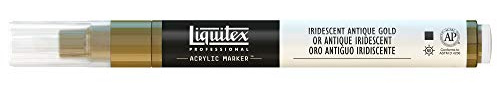 Liquitex 4620237 Professional Paint Marker, Acrylmarker mit hochpigmentierte Acrylfarbe auf Wasserbasis für den Innenbereich & Außenbereich, feine Spitze - Irisierendes Antikes Gold