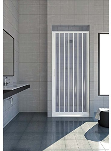 Rollplast BVEN2LONCC28110 Box Doccia a Soffietto, Dim. 110 cm x H 185 cm, in PVC, a Un Lato, Anta Unica, con Apertura Laterale, Bianco