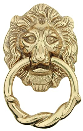 Llamador de puerta de latón fundido de León 6 1/4 x 3 5/8 W | renovador de suministro
