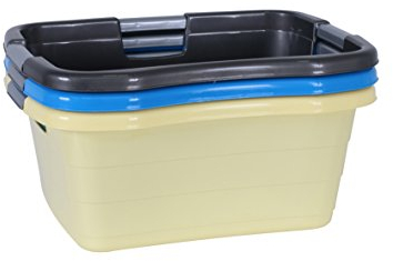 axentia Wäschekorb schmal - Wanne eckig - Waschschüssel stapelbar - Wäschewanne Kunststoff - Plastikschüssel Weiß, Blau oder Grau als Fußwanne, Spülschüssel oder Spülwanne zum Camping