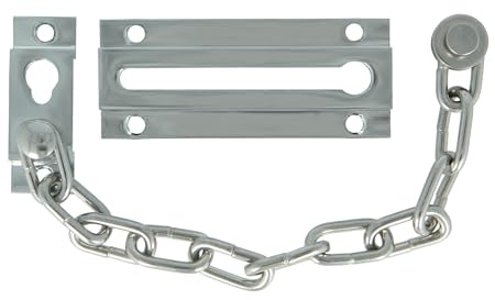 Amig - Türsicherheit Türkette | Massives Messing | Schließblech 53x19mm | Verriegelung 35x84mm | Kettenlänge 20cm, Verchromt