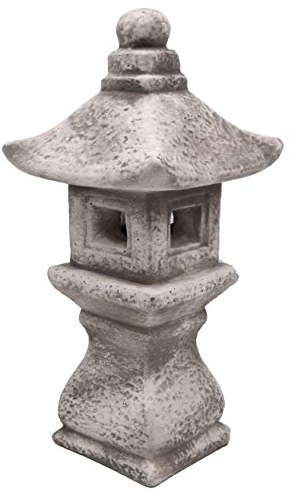 gartendekoparadies.de Japanese Tachi-Gata stone lantern, H. 37 cm, 7 kg, gray, frost-proof made of cast stone for outdoor use