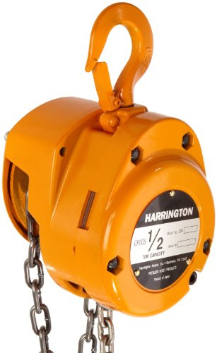 Harrington CF Hand Chain Hoist, Hook Mount, 1/2 Ton Capacity, 10' Lift, 12.8 Headroom, 1.1 Hook Opening