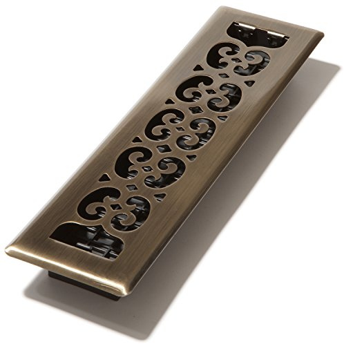 Decor Grates SPH212-A Scroll Design Floor Register, Antique Brass Finish, 2x12 Inches