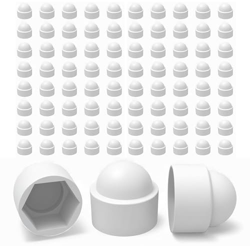 Ajile - 100 pezzi - Cappucci copri-dado M8, chiave di 13 mm, plastica Bianca - FAH213-L