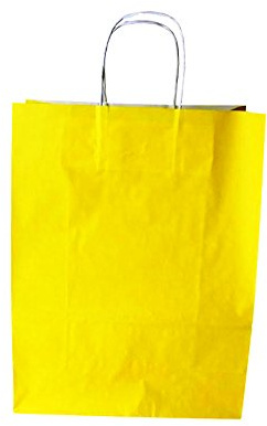 Papiertragetaschen mit weißer Kordel Farbe: GELB/Limone 26 + 12 x 35 cm (350 Stück)
