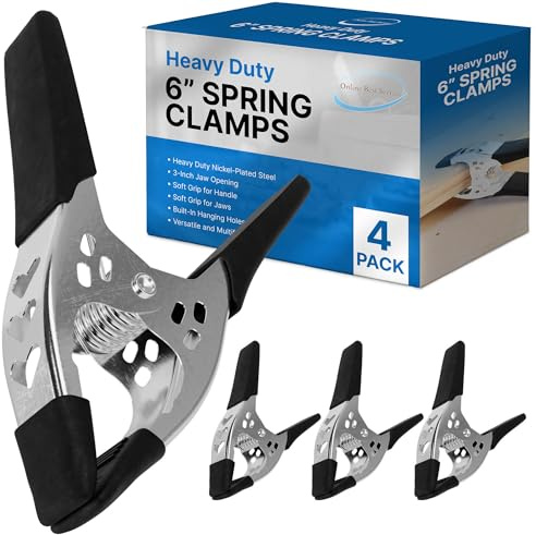 Online Best Service 4 Pack - 6 inch Spring Clamp Large Super Heavy Duty Spring Metal Black - 3 inch Jaw Opening