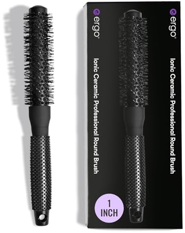 ERGO Ceramic Ionic Round Brush for Blow Out - Salon Quality Hair Brushes for Women - Roller Brush for Blow Drying, Wet and Dry Hair Styling, Volumizing Hair Care - ER25: 1