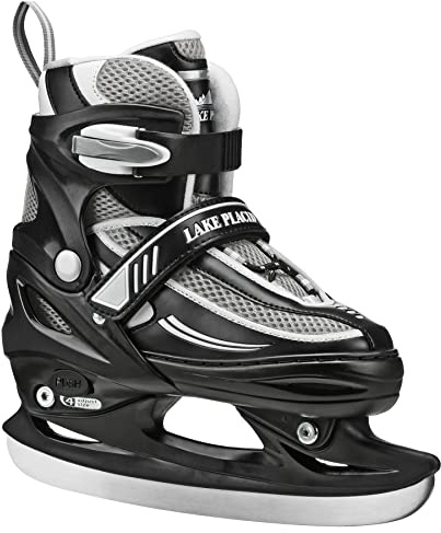Lake Placid Summit Boy's Adjustable Ice Skate Black/White Large (5-8)