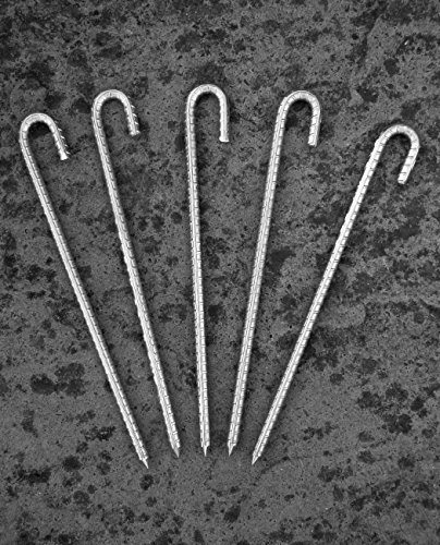 5 x Heavy Duty Tent Pegs 8.5mm x 240mm 9.5 Galvanized Steel Ground Stakes for Tents Ground Sheets Camping Awnings Sports Netting Agriculture Horticulture Poly Tunnels Ground Cover Taupaulins