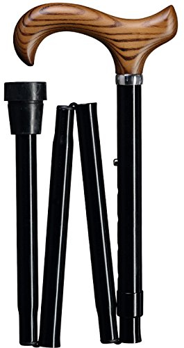 Gastrock Gehstock Faltstock Derby-Griff aus Holz höhenverstellbar Schwarz
