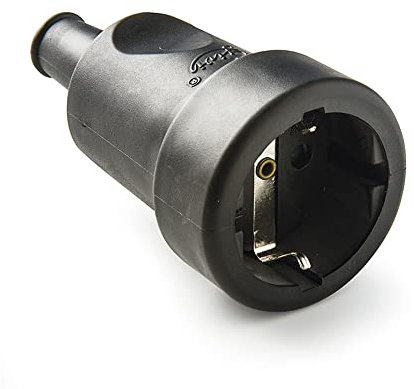 FAMATEL – Toma de corriente de goma | Base móvil | Goma termoplástica | IP44 | TT lateral | 16A | 250V | Negro