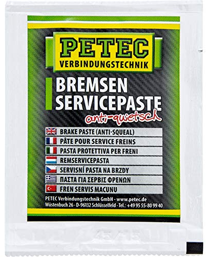 PETEC Pâte d'entretien anti-grincement pour freins de voiture - Sac de 5 g de graisse pour surfaces coulissantes, roulements à billes et joints de joint - Graisse de frein sans métal - Pâte de montage