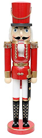 Dekohelden24 521169R Beautiful Nutcracker Soldier in Metallic Red Classic Approx. 50 cm