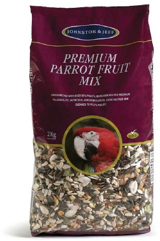 Johnston & Jeff Premium Fruit Parrot Seed 2kg - Mixed Aviary Blend, 22 Ingredients, Fruits, Nuts & Veg