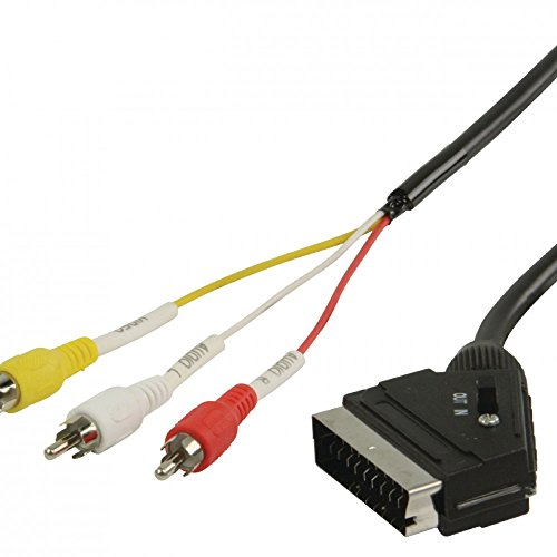 Valueline 2,00 m umschaltbarer Scart-Stecker auf 3 x Cinch-Stecker, Schwarz