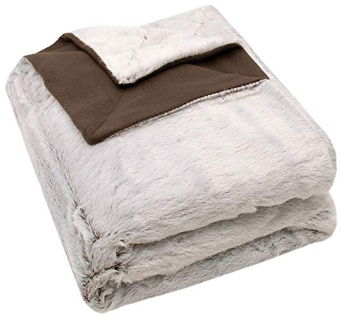ZOLLNER Couverture Douillette et Moelleuse - Couverture réversible Douillette 150 x 200 cm - Lavable à 30 °C - Magnifique Imitation Fourrure sur Polaire Marron - certifiée Oeko Tex®