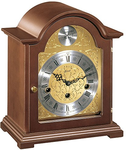 Hermle Uhrenmanufaktur Tischuhr, Holz, Braun, 25,5cm x 21,5cm x 14cm