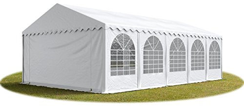 TOOLPORT Chapiteau XXL Tente de réception 5x10 m Toile PVC Anti-feu env. 550 g/m² Blanc 100% imperméable Structure Acier avec boulonnage Hauteur latérale 2,6 m env.