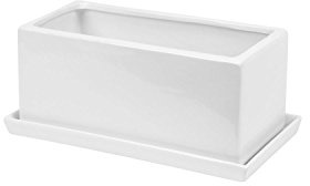 Polnix Cache Pot Blanc avec Soucoupe en ceramique Ritz, 11 cm de Hauteur