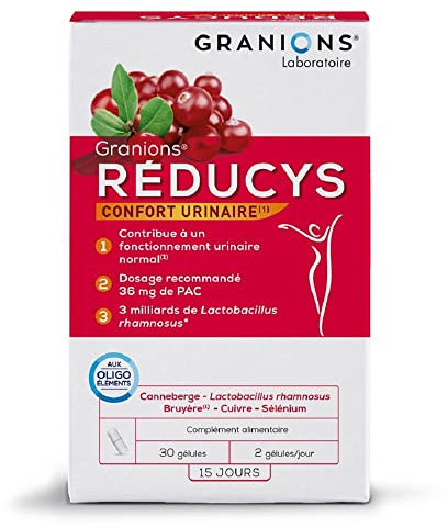 GRANIONS | REDUCYS | Probiotique Flore Intime, Cystites, Infection Urinaire Femme, Confort Urinaire Féminin, Lactobacillus Gasseri, Canneberge | 30 Gélules