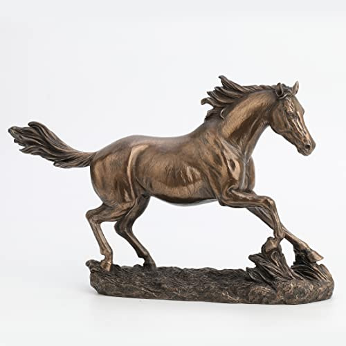 US 34 cm große Pferde-Figur auf dem Grasland, kaltgegossene Bronze-Figur