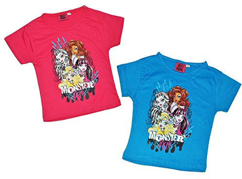 alles-meine.de GmbH T-Shirt in blau oder pink - Monster High - Größe 10 bis 11 Jahre - Gr. 146 bis 152 - für Mädchen Kinder Shirt Kurzarm - Vampir Puppen Kurze Arme