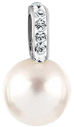 Nenalina Perlen Anhänger für Halskette Damen mit Glas 925 Silber | Damen-Charm-Anhänger für alle gängigen Charmträger Charm-Club Clasp-Charms 925er Sterling-Silber