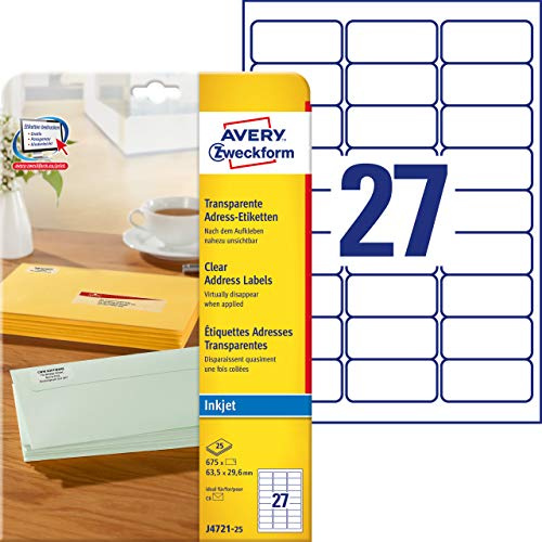 Avery Dennison Zweckform - Paquete de 675 etiquetas de dirección (63.5 x 29.6 mm), blanco