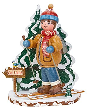 Räuchermann - Winterkind Schneeschuhfahrer - 20cm - Original Erzgebirge Räuchermann - Hubrig Volkskunst