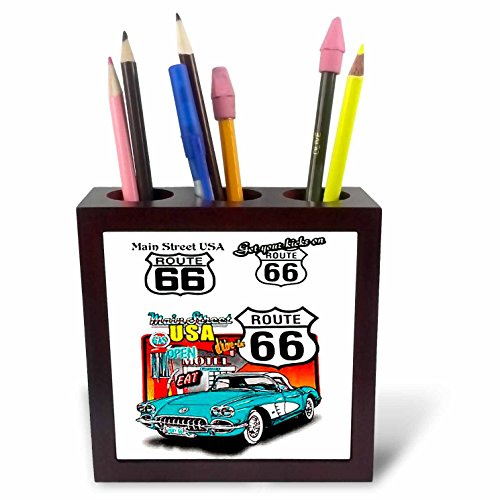 3drose Route 66 Pen Holder Image Tile, 5-Inch