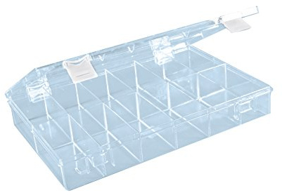 hünersdorff Sortimentskasten: stabile Sortierbox (PS-Classic) mit fester Fachaufteilung (12 Fächer), Sortierkasten-Maße: T225 x B335 x H55 mm, Made in Germany, Glasklar