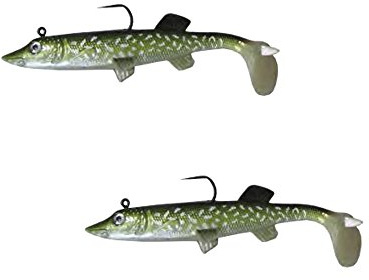 Gädda rovfisk bete gummifisk monterad gräddbete gummifisk gummihäfte syntetbete Softbaits (15 cm – 2 st)