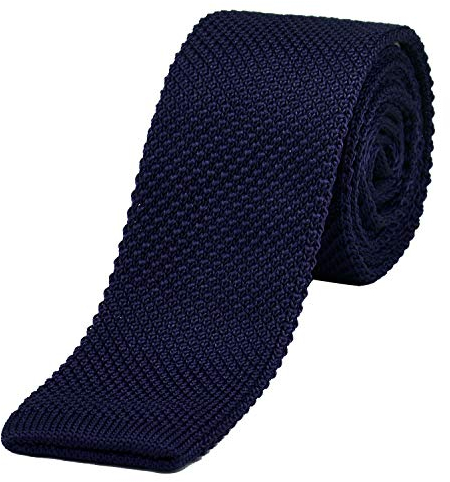 DonDon schmale Strickkrawatte dunkelblau 5 cm