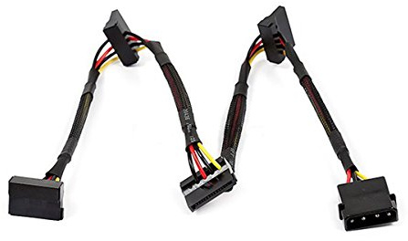 Monoprice Data Cable - 2 Feet - 4-pin MOLEX Male to 4X 15-pin SATA II Female Power Cable (Net Jacket)