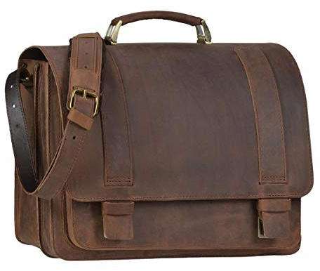 Ruitertassen Lehrertasche 40cm XL Büchertasche Schultasche Aktentasche 2 Fächer 1 Vorfach Tragegriff Schultergurt Ranger braun