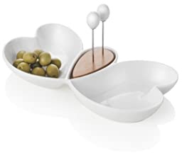 Brandani 54141 - Cortapastas de porcelana y bambú con 2 tenedores de acero inoxidable